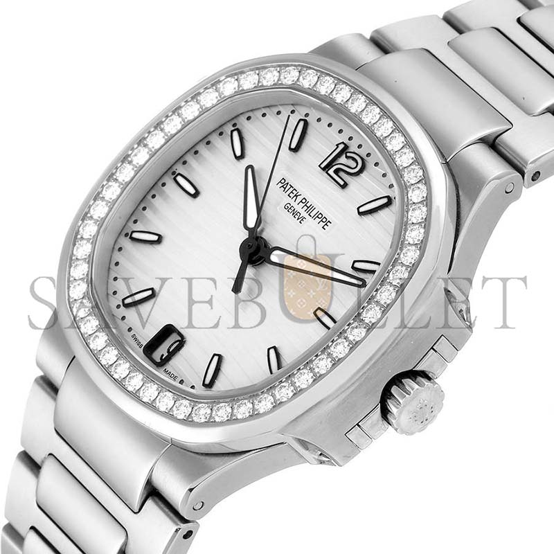 p**ek ph**ppe nautilus silver dial Di*m*nd steel ladies watch 7018 32mm
